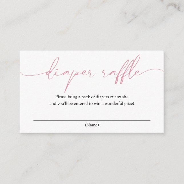 Cartão De Informações Placa de gabinete Raffle, Fralda de caligrafia ros (Frente)