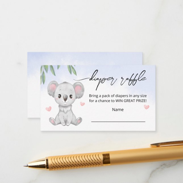 Cartão De Informações Placa de gabinete "rifa de fralda" para chá de fra (Frente/Verso In Situ)