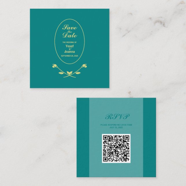 Cartão De Informações Placa de gabinete RSVP de código QR de casamento (Frente/Verso)