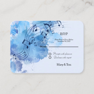 Cartão De Informações Placa de gabinete RSVP Elegante de Nota Musical