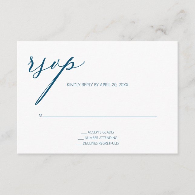 Cartão De Informações Placa de gabinete RSVP Teal Moderna (Frente)