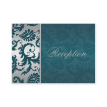 Placa de gabinete Silver and Teal Damask II