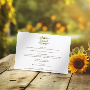 Cartão De Informações Placa de Invólucro Floral de Girassóis Boho