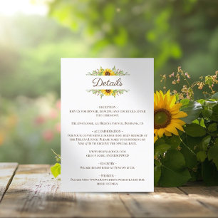 Cartão De Informações Placa de Invólucro Floral de Girassóis Boho