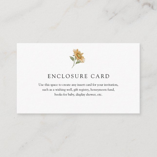 Cartão De Informações Placa de Invólucro Russo de Girassol (Frente)