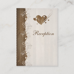 Cartão De Informações Placa de Invólucro Rustic Woodgrain Floral Lace He