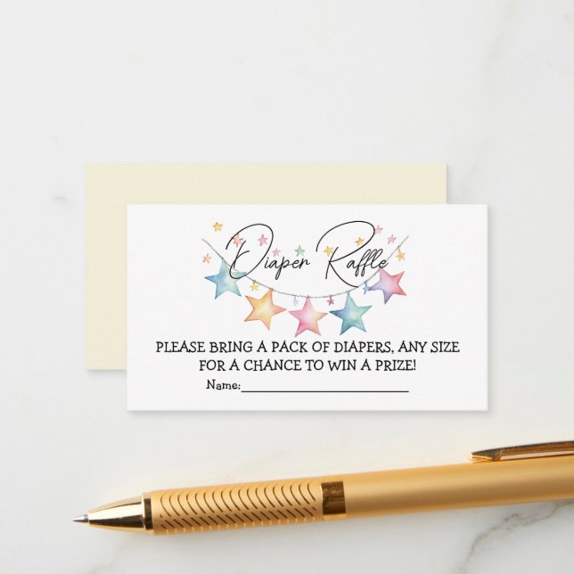 Cartão De Informações Placa de Raffle de Fralda de Estrelas de Água (Frente/Verso In Situ)