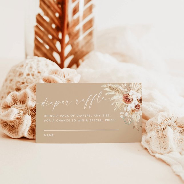 Cartão De Informações Placa de Raffle Fralda Grass Boho Pampas (Criador carregado)