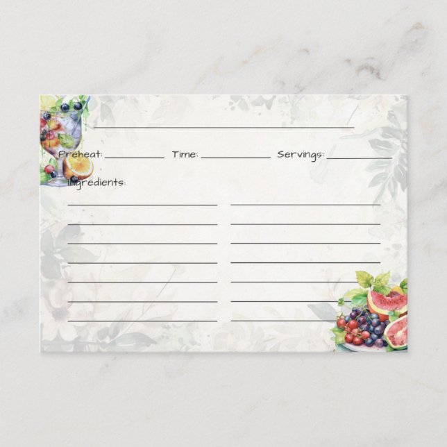 Cartão De Informações Placa de recebimento básica de salada de fruta (Frente)