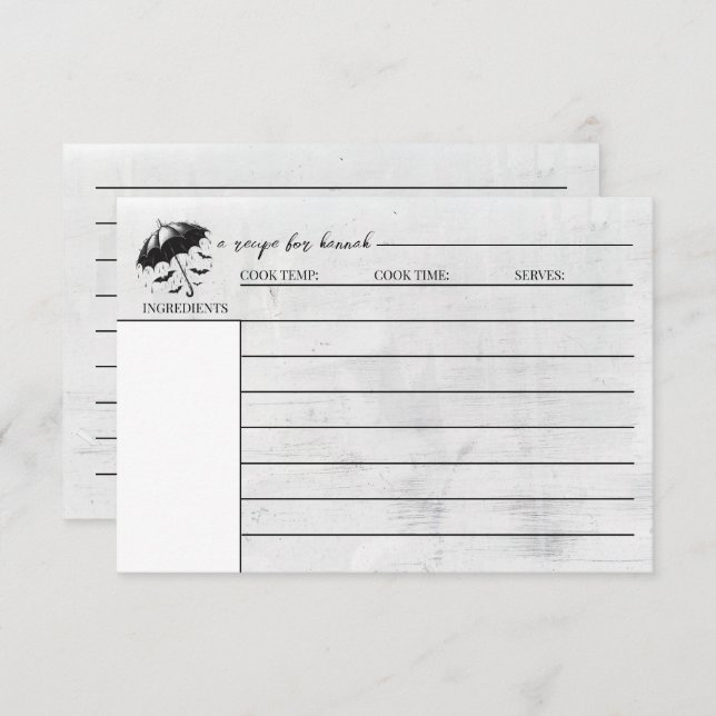 Cartão De Informações Placa de recebimento guarda-chuva do chá (Frente/Verso)