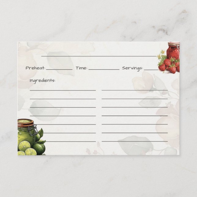 Cartão De Informações Placa de Receita Básica Marmalade (Frente)