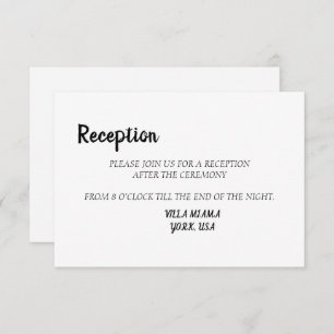 Cartão De Informações Placa de Recepção de casamento branca branca e pre