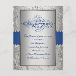 Cartão De Informações Placa de Recepção de casamento de espiral azul e p
