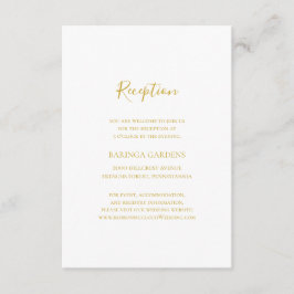 Cartão De Informações Placa de Recepção de casamento Dourada Elegante Si
