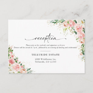 Cartão De Informações Placa de Recepção de casamento Dourada Rosa Rosa C