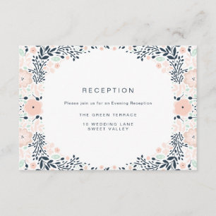 Cartão De Informações Placa de Recepção de casamento Floral Vintage Mi