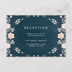 Cartão De Informações Placa de Recepção de casamento Floral Vintage Mi