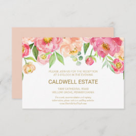 Cartão De Informações Placa de Recepção de casamento Pêssego e Rosa