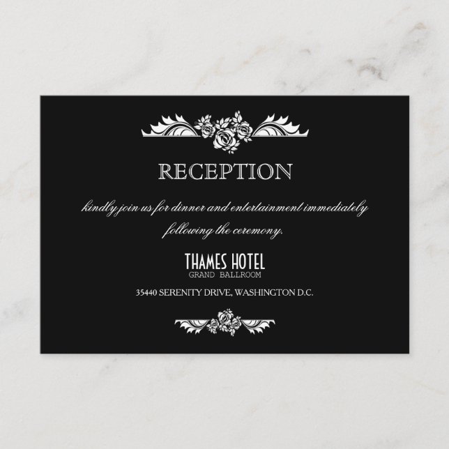 Cartão De Informações Placa de Recepção de casamento Rosas para Damasco  (Frente)