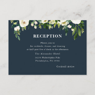 Cartão De Informações Placa de Recepção de casamento White Bloom Azul
