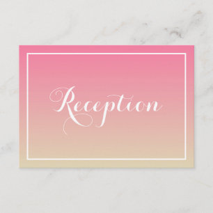 Cartão De Informações Placa de Recepção Elegante de Script Ombre Rosa
