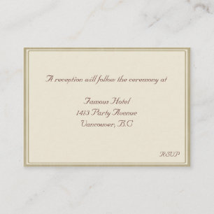 Cartão De Informações Placa de recepção RSVP de imagem bege