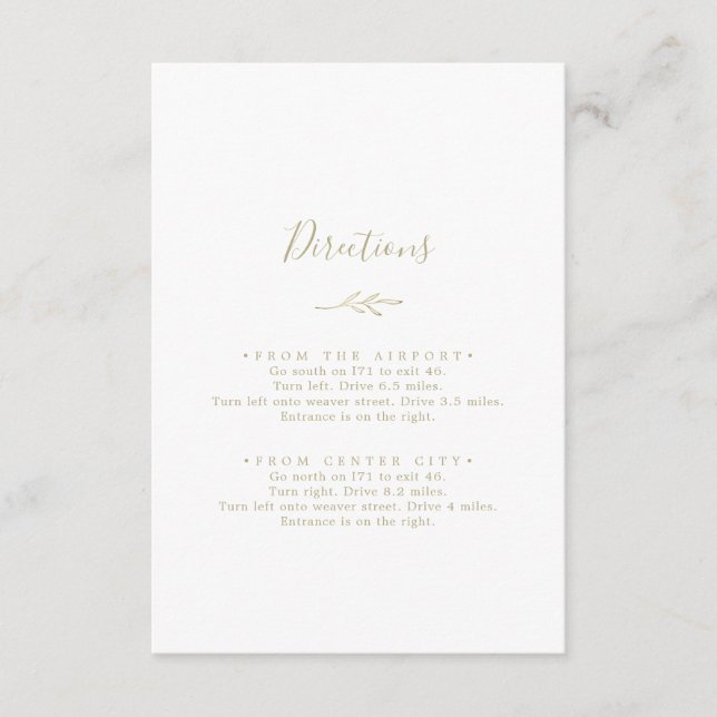 Cartão De Informações Placa de receptáculo de direção Dourada mínima Fol (Frente)