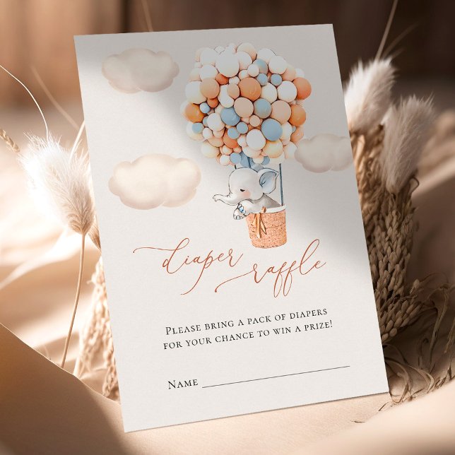 Cartão De Informações Placa de receptáculo de Fralda elefante Raffle (Criador carregado)