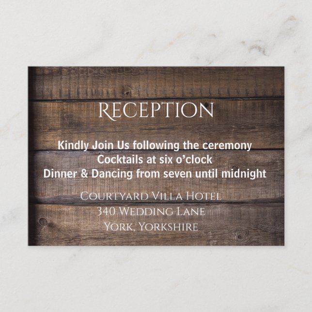 Cartão De Informações Placa de receptáculo de Recepção de casamento de m (Frente)