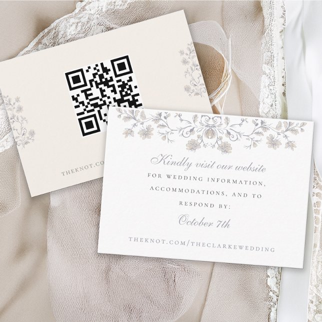 Cartão De Informações Placa de receptáculo de veia floral Elegante Beige (Criador carregado)