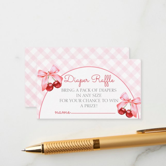 Cartão De Informações Placa de receptáculo Raffle Fralda de Cherry (Frente/Verso In Situ)