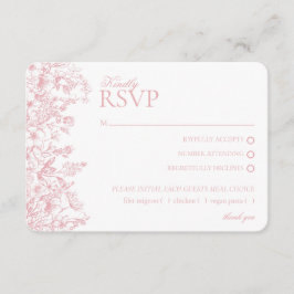 Cartão De Informações Placa de reposição RSVP Floral Rosa Chinoiserie