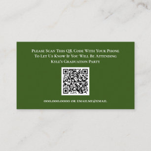 Cartão De Informações Placa de Resposta de Código QR RSVP Verde de Gradu