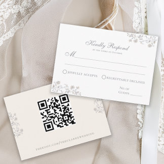 Cartão De Informações Placa de Resposta de Vintagem Floral Elegante Beig