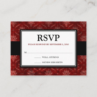 Cartão De Informações Placa de resposta RSVP de 3,5 x 2,5 pol com Red Ve