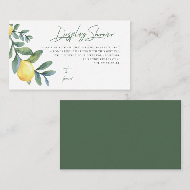 Cartão De Informações Placa do Chá de exibição, sem quebra, Chá de panel (Frente/Verso)