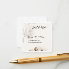 Cartão De Informações Placa Elegante Classic Beige Magnolia RSVP