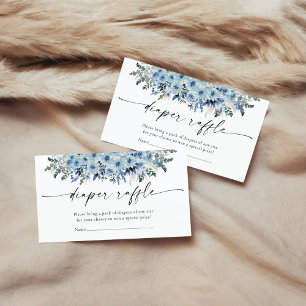 Cartão De Informações Placa Raffel de Fralda Floral Blue Boho