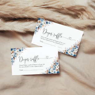 Cartão De Informações Placa Raffel de Fralda Floral Blue Boho