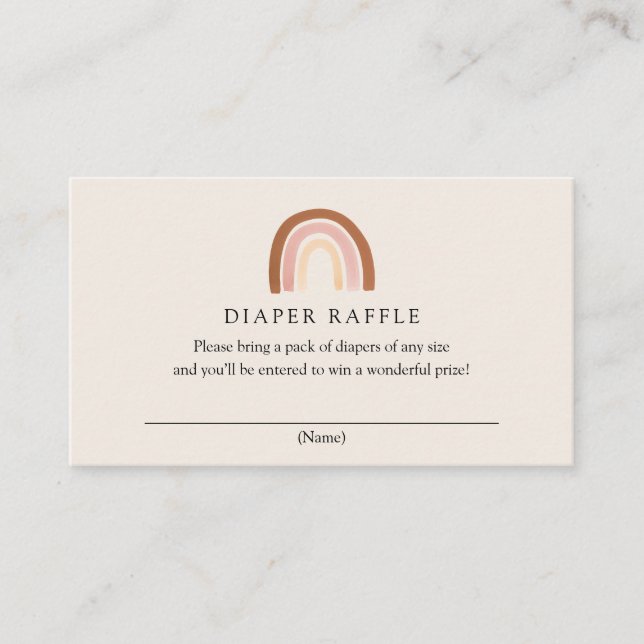 Cartão De Informações Placa Raffle da Fralda arco-íris rosa (Frente)