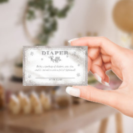 Cartão De Informações Placa Raffle da Fralda em floco de neve de inverno