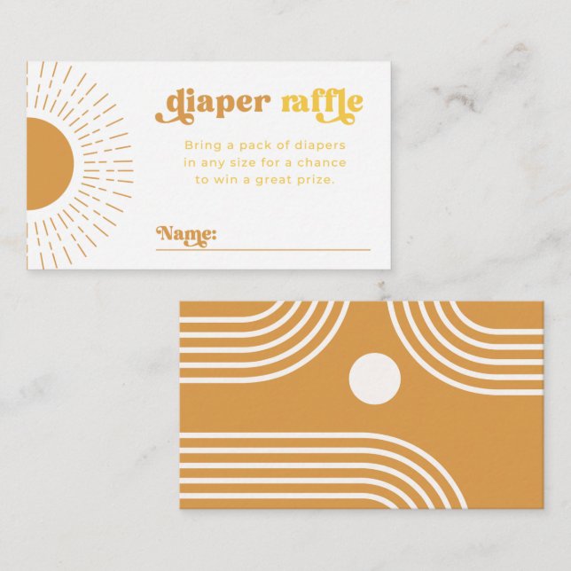 Cartão De Informações Placa Raffle da Fralda Sun | Placa de Chá de frald (Frente/Verso)