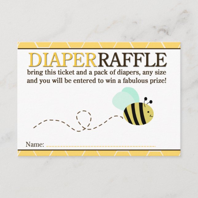 Cartão De Informações Placa Raffle de Fralda de Abelhas de Bumble (Frente)