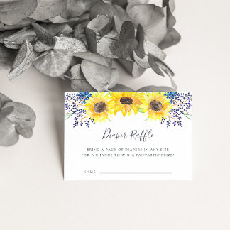 Cartão De Informações Placa Raffle de Fralda de campos de flores