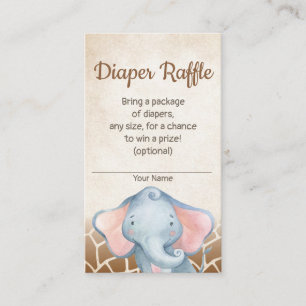 Cartão De Informações Placa Raffle de Fralda de Elefante Selva