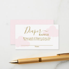 Cartão De Informações Placa Raffle de Fralda de Nuvem Rosa