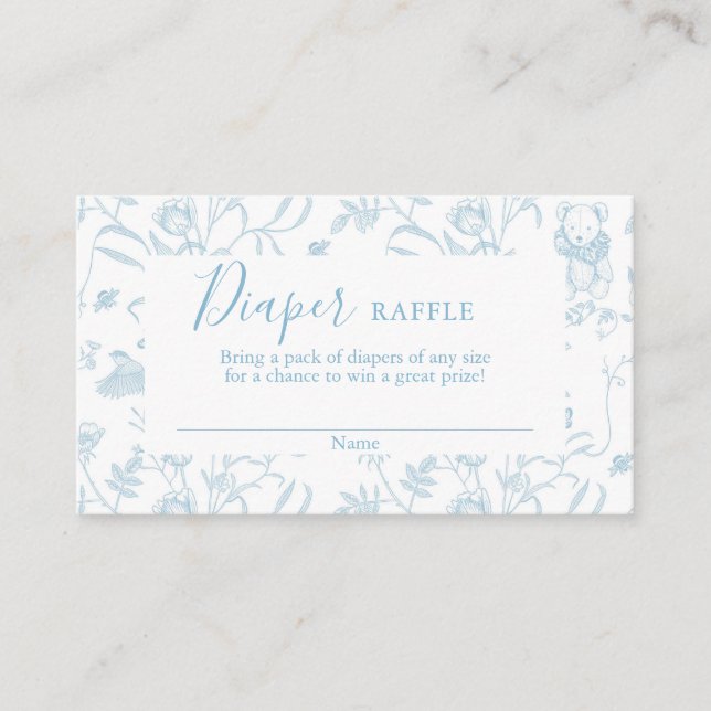 Cartão De Informações Placa Raffle de Fralda do Chá de fraldas do Toile  (Frente)