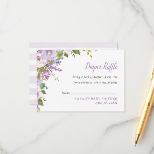 Cartão De Informações Placa Raffle de Fralda Floral Lilac
