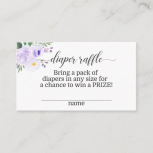 Cartão De Informações Placa Raffle de Fralda Floral Roxo Elegante