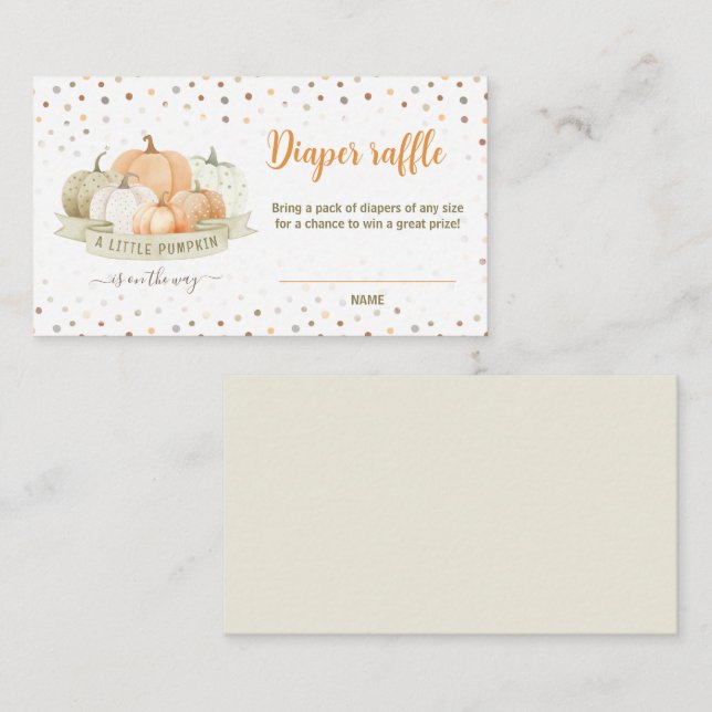 Cartão De Informações Placa Raffle de Fralda Verde de Abóbora (Frente/Verso)